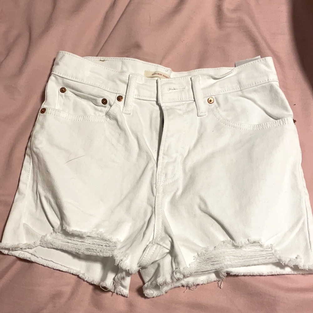 White Levi Shorts